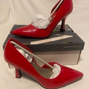 Worthington Red Patent Leather Pointed Toe D'Orsay Stiletto Heels - NEW